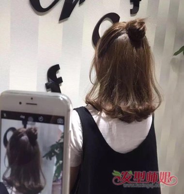 圆脸半丸子头怎么扎 学生头半丸子头扎法