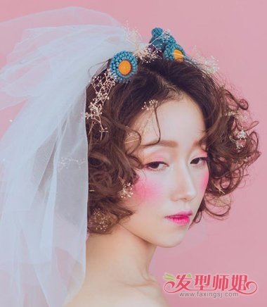 短发森系新娘造型图片 森女系可以烫的发型