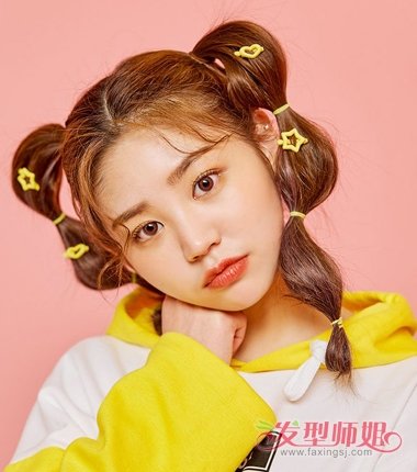 韩式双扎发出奇招拯救卖萌少女 可爱高扎发不止羊角辫一种